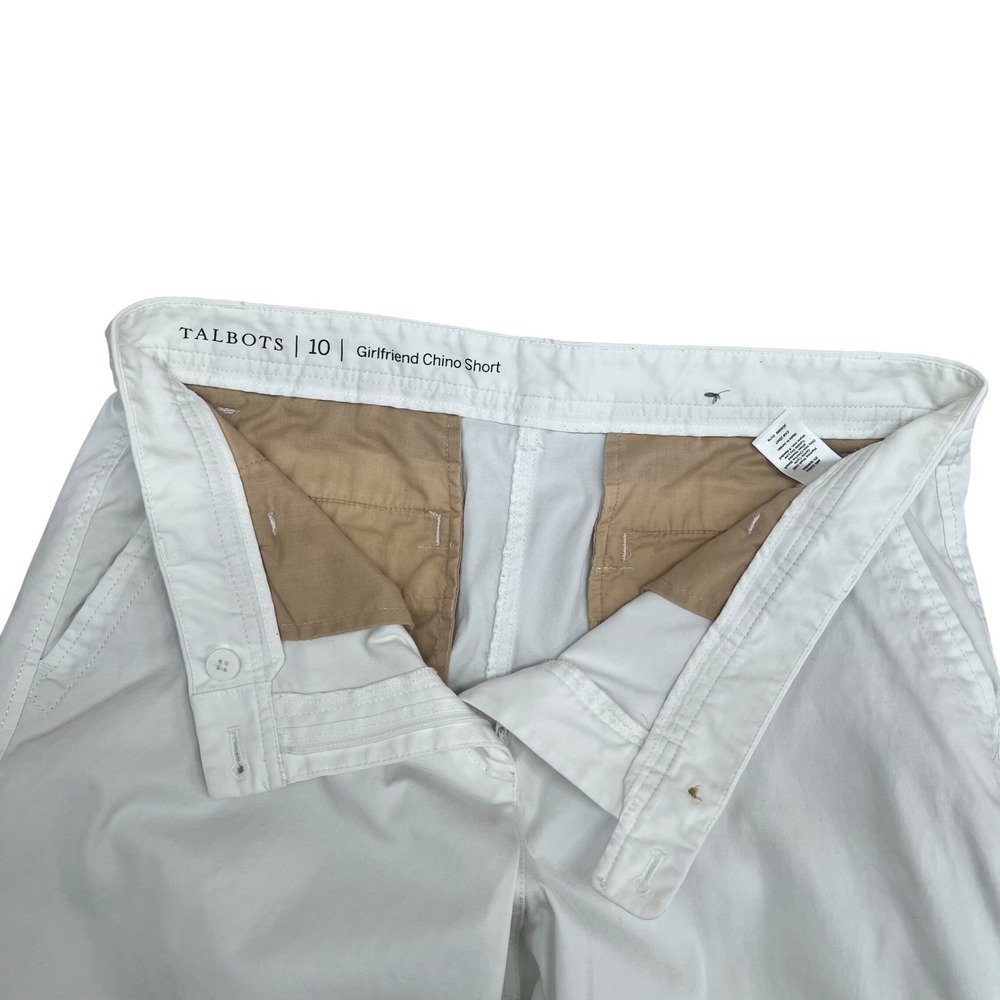 Talbots Girlfriend Chino Short Women Size 10 White Excellent Casual Mid Rise - Picture 4 of 7